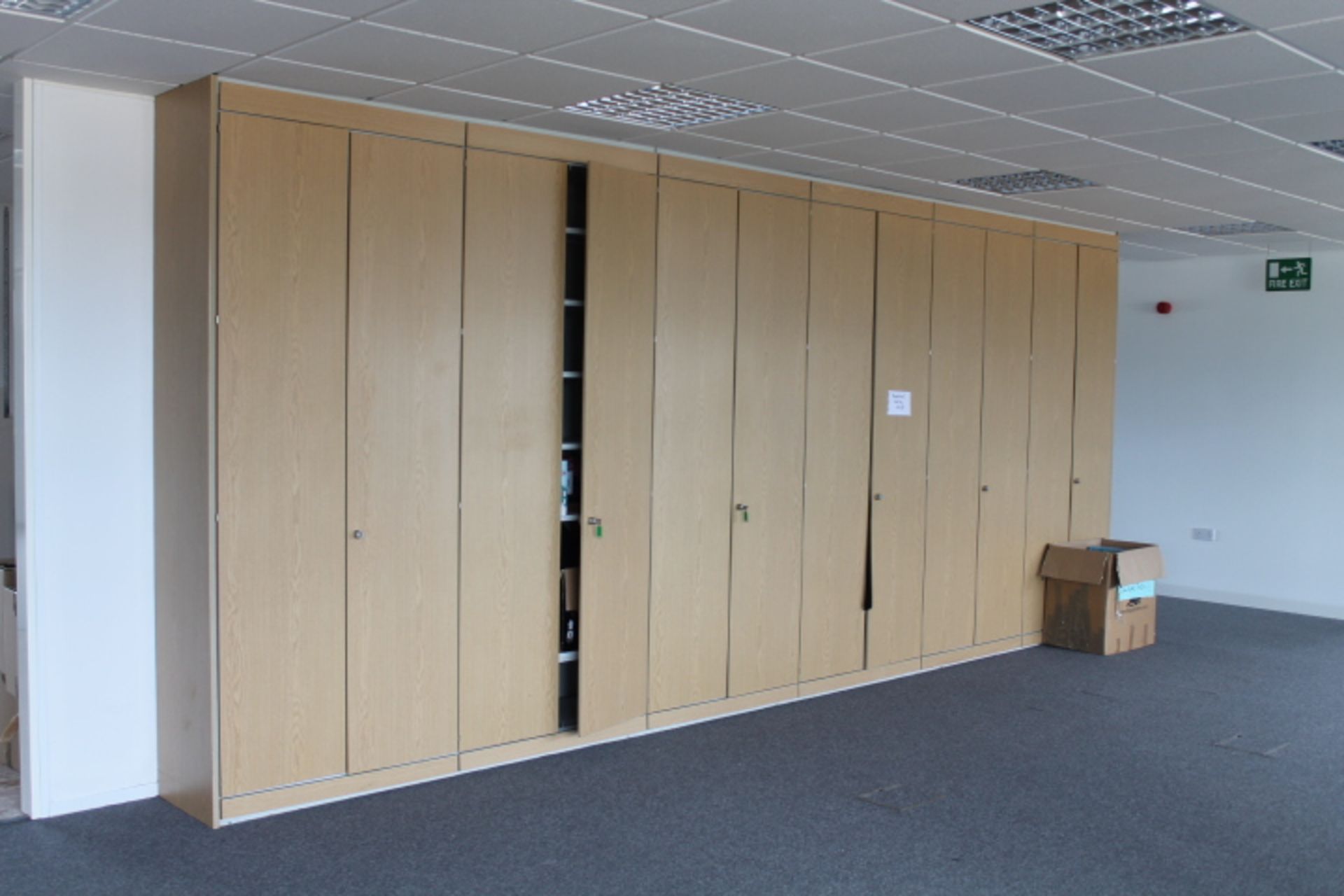 Run of Six Oak Faced Office Stationary Cabinets.