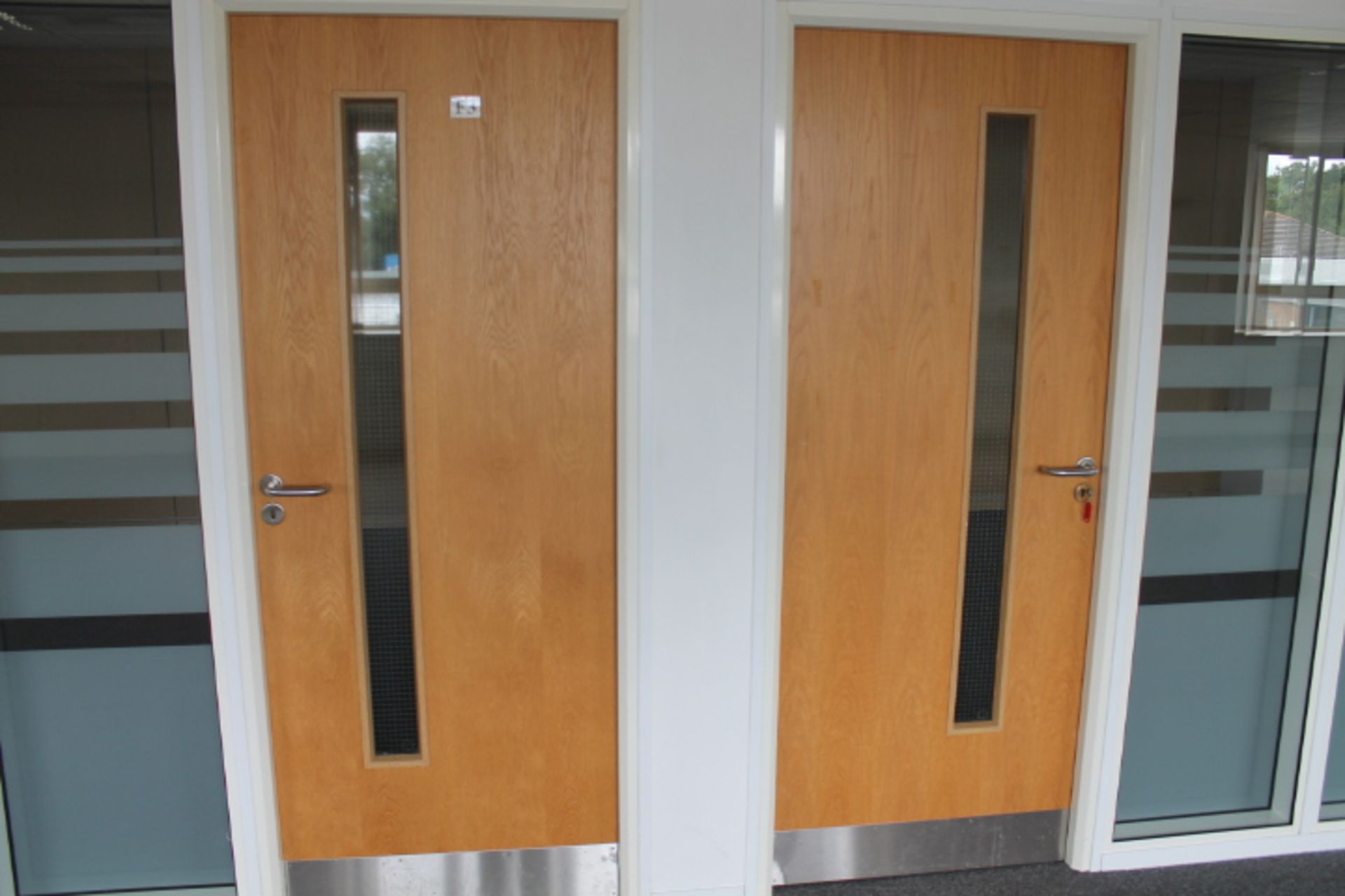 Four, Oak faced, Office Garde, Fire Doors.