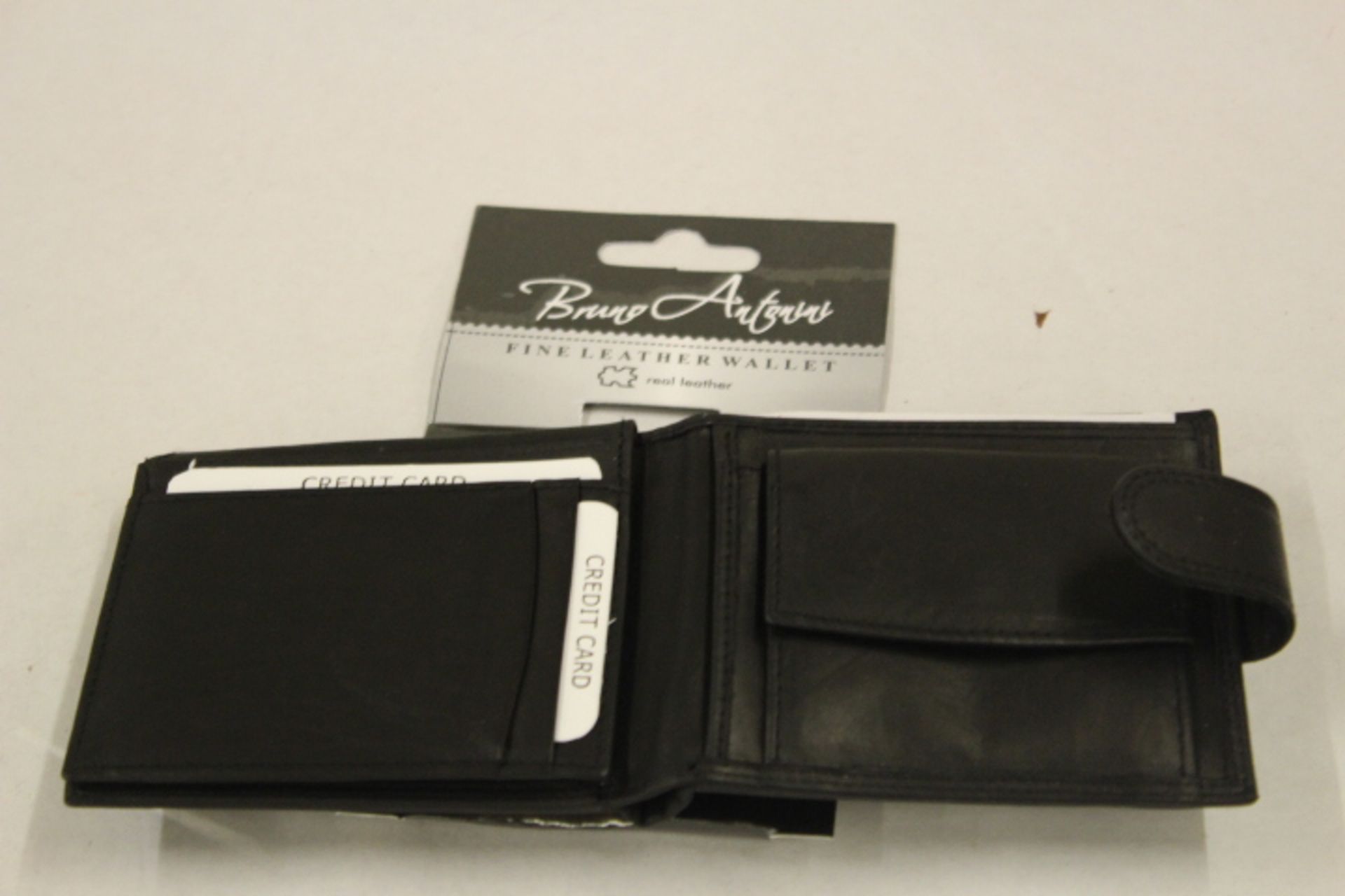 V Grade A Bruno Antonini Black Leather Wallet With Clip