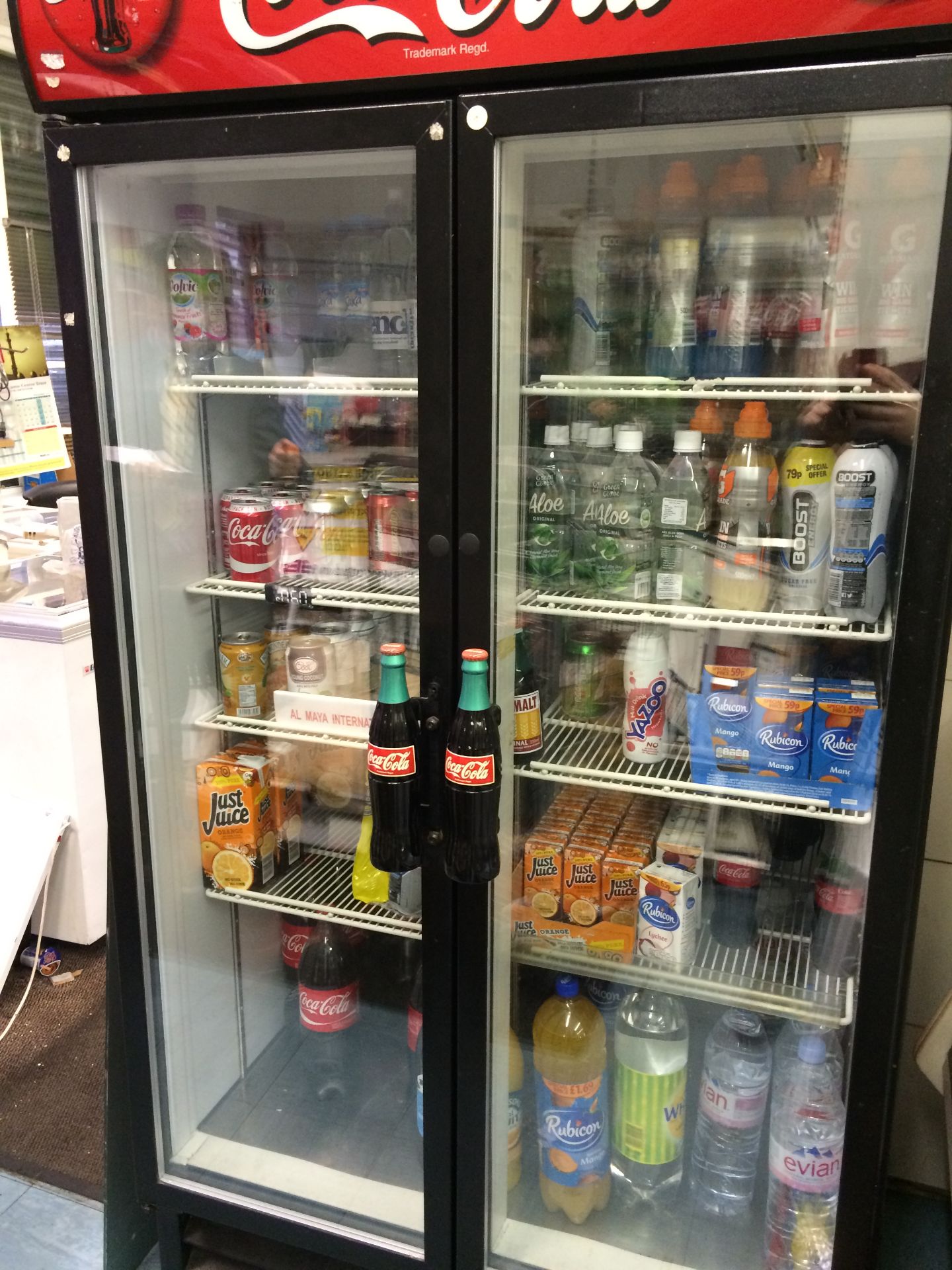 Double Glass Fronted Drinks Fridge Including Contents Of Approx 100 Soft Drinks &16 Bottles Of Coke - Image 2 of 2
