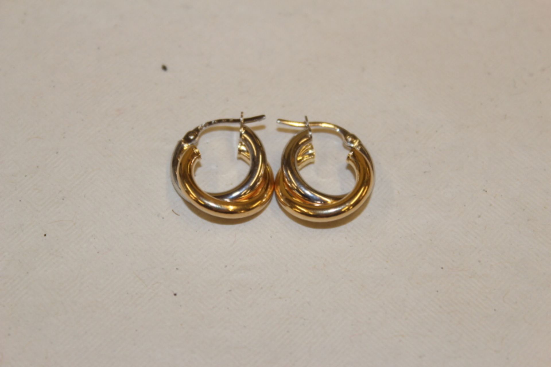 Brand New Pair Two Tone Gold Hoop Earrings