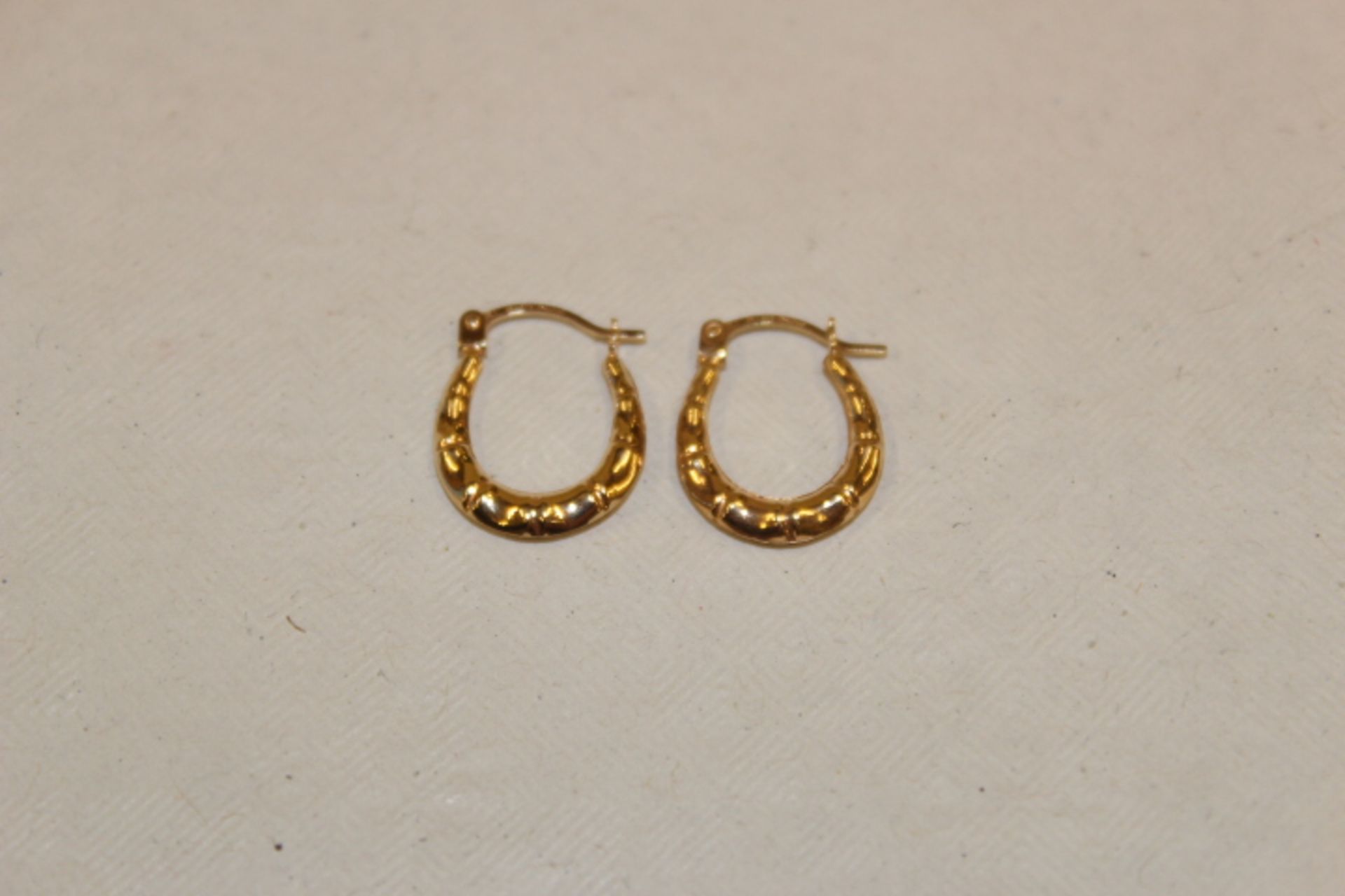 Brand New Pair Yellow Gold Horseshoe Hoop Earrings