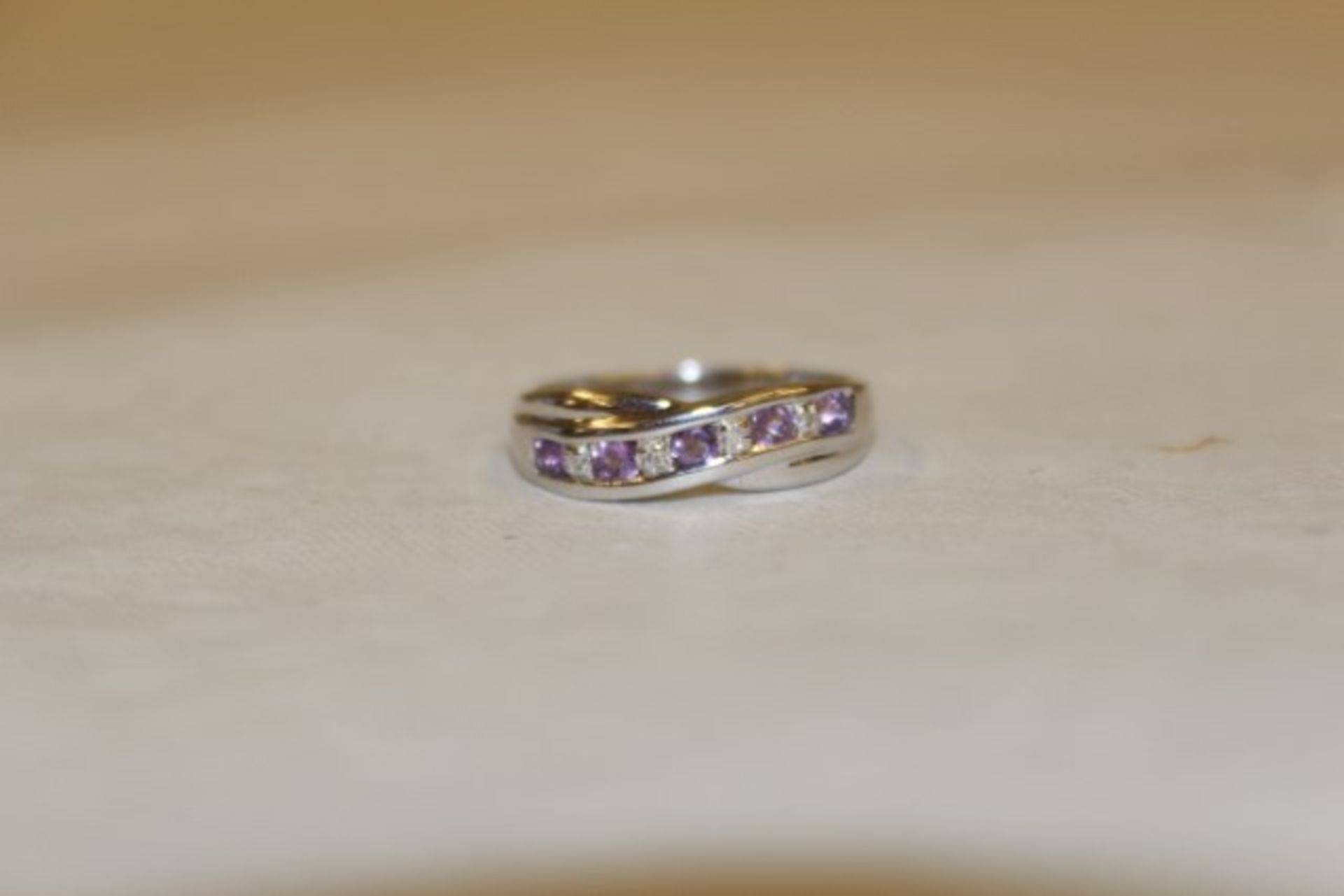 Brand New WM (925) Amethyst & Diamond Eternity Ring