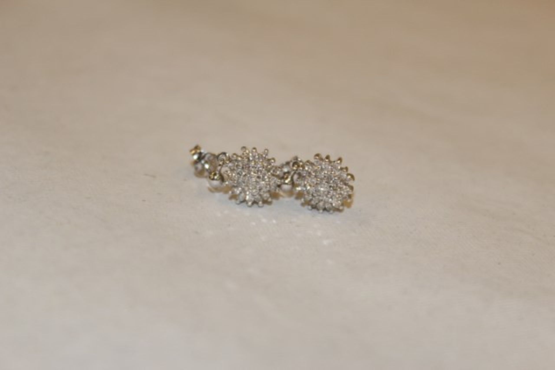 Pair Ladies 18ct White Gold Earrings Set With Half Carat Diamond