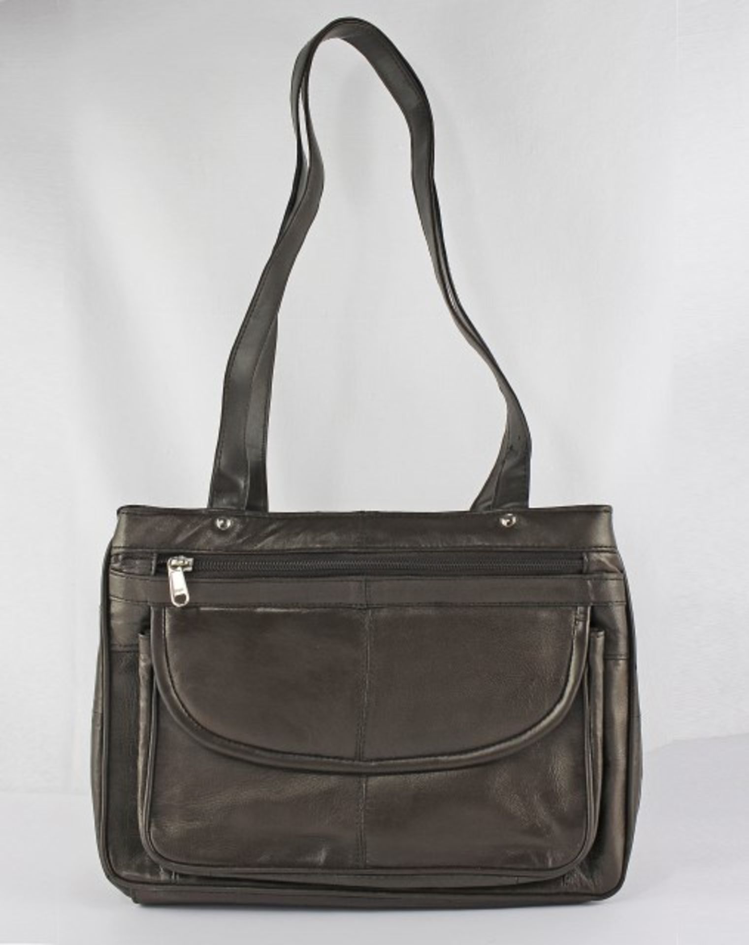 V Grade A Ladies Brown Leather Panel Shoulder Bag