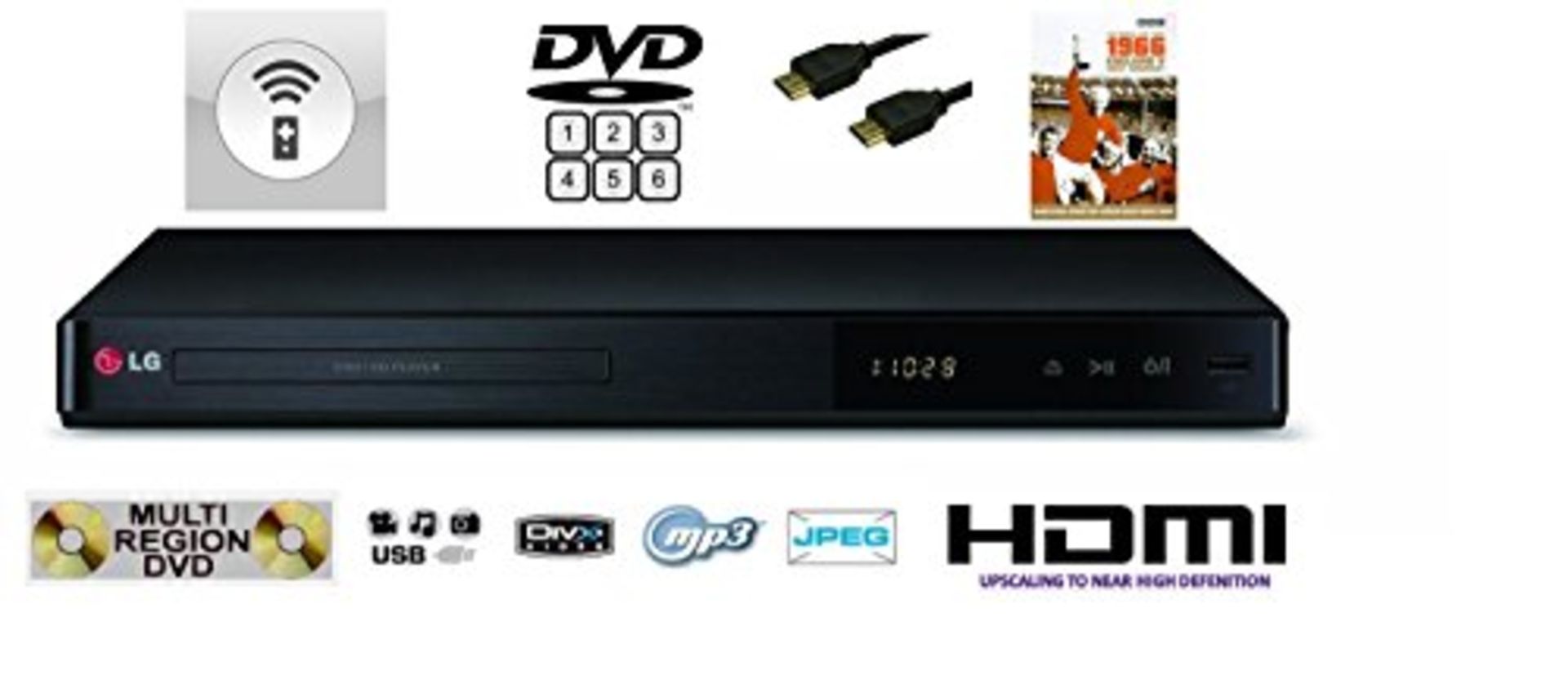 V Grade A LG DP542H DVD Player With Full HD 1080p Upscaling HDMI & USB