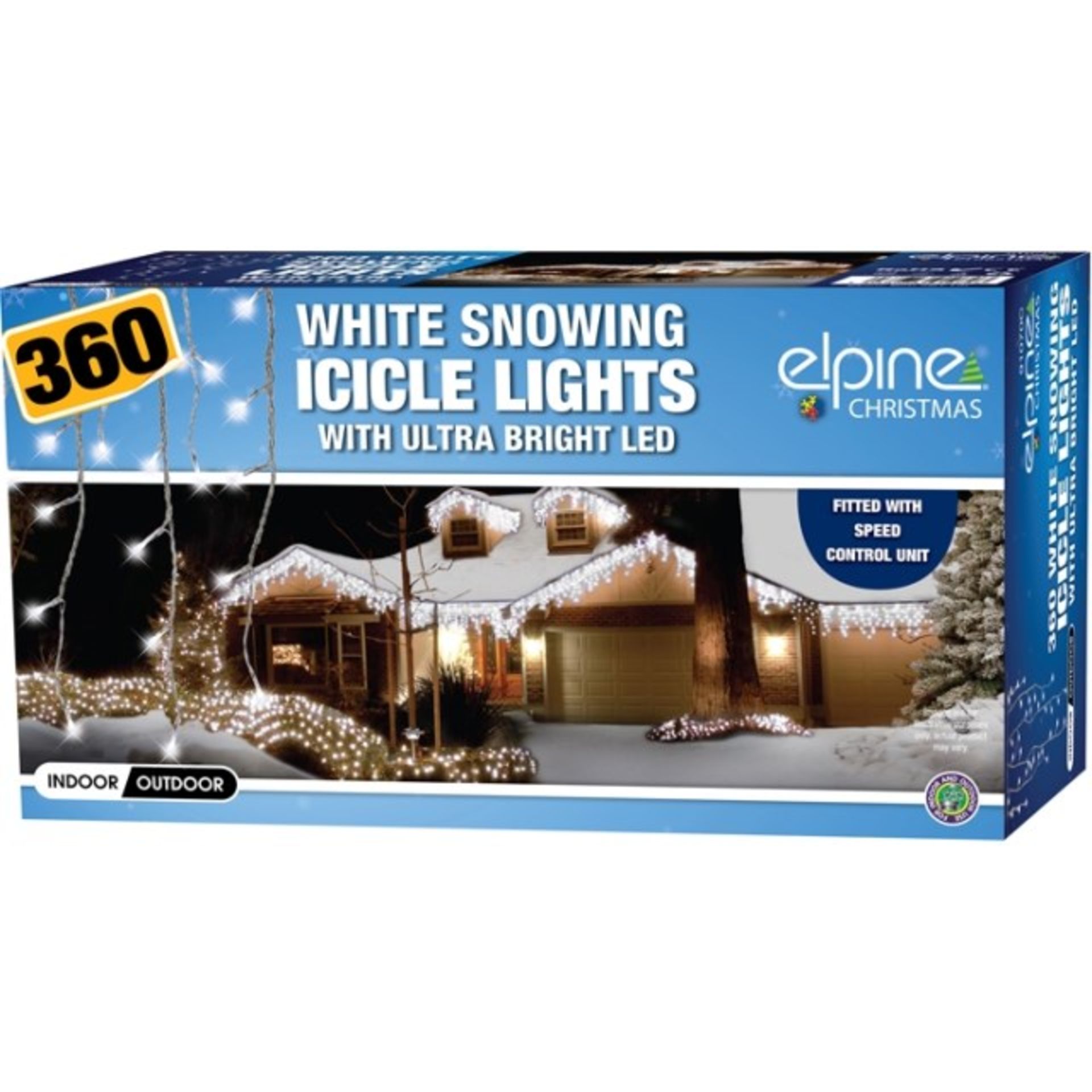V Brand New Set of 360 Snowing LED Icicle Light - White Ultra bright with speed control RRP £49