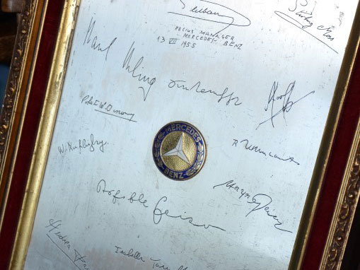 Mercedes-Benz Team Signed 'Silver Arrow' Panel, 1955