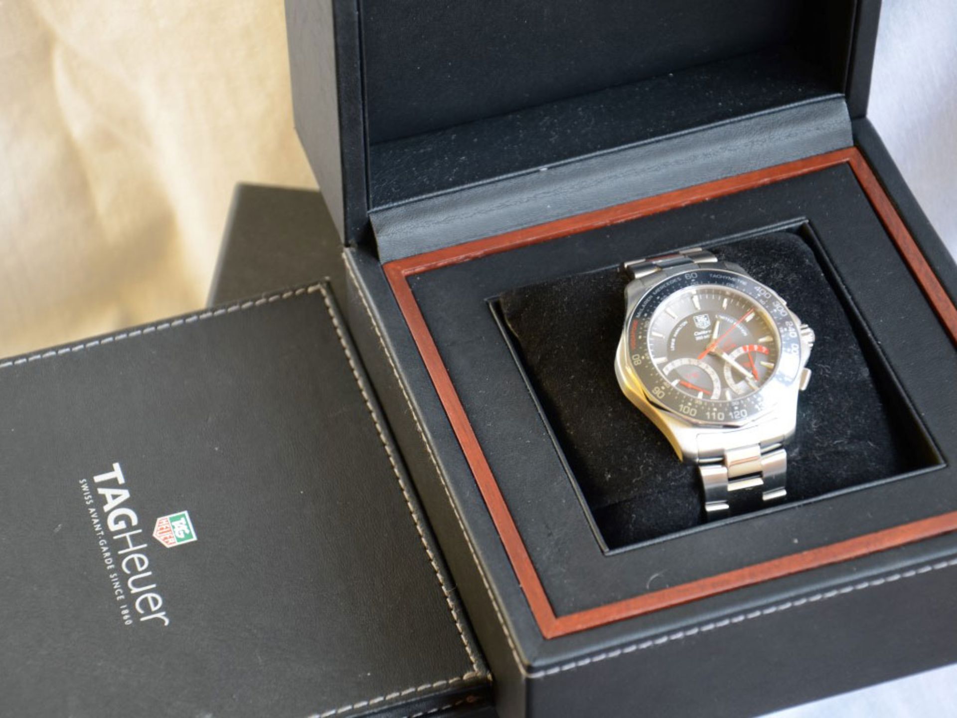 This limited edition, (41 of 3500), Lewis Hamilton Tag Heuer Caliber S Chronograph watch CF7114