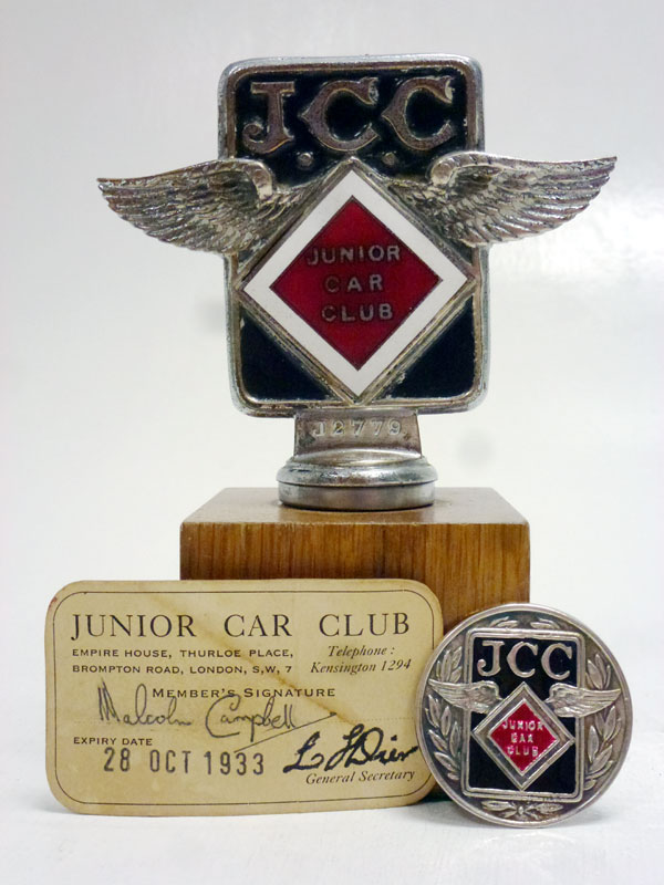 Malcolm Campbell's Personal Junior Car Club Member's Badge