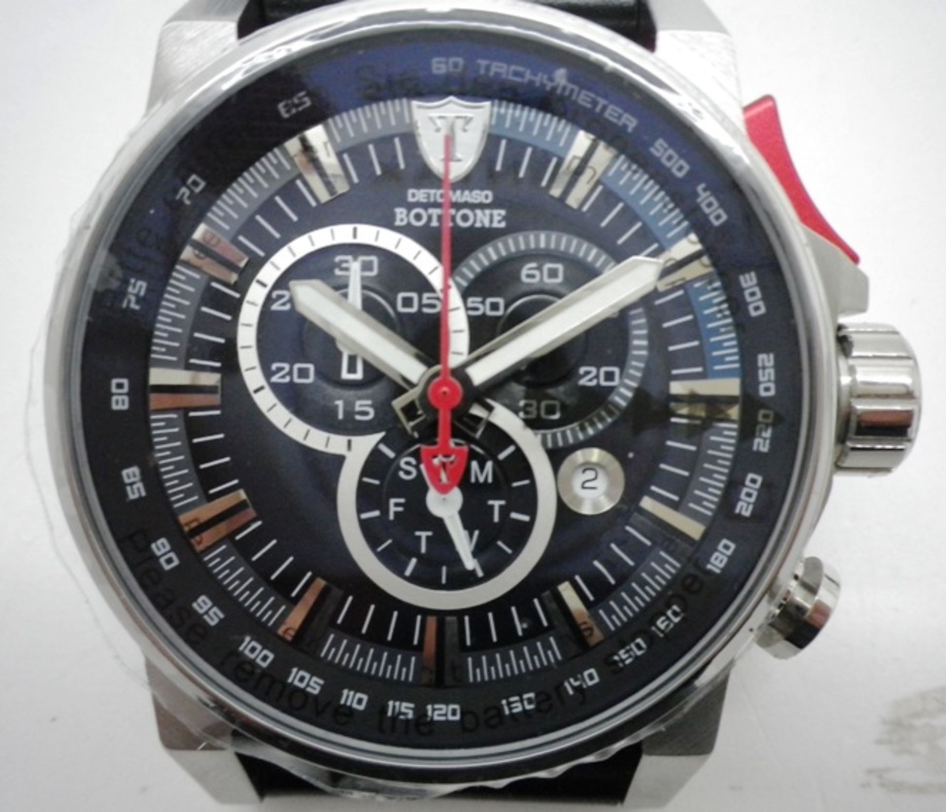 A Detomaso chronograph.Estimate : £175 - £225 A Detomaso Bottone tachymeter chronograph wrist watch, - Image 3 of 3
