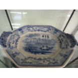 A Blue and white dish  'New Wharfe' Pattern