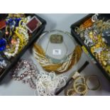 A Quantity of costume jewellery (in two trays)