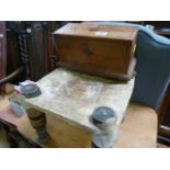 African stool and an inlaid box