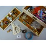 A box of costume jewellery etc