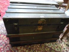 19th century banded steamer trunk