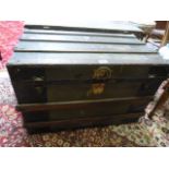 19th century banded steamer trunk