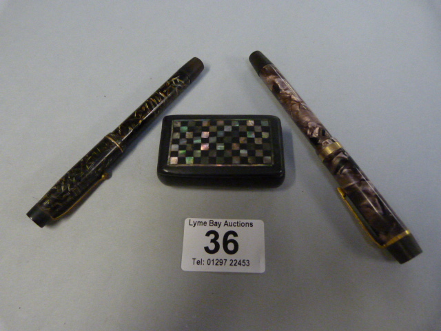 2 Onoto "The Pen" , by De La Rue with 14ct nibs an