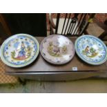 Four continental pottery plates