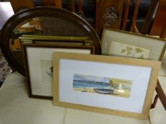 Quantity of pictures,watercolours, mirror etc.