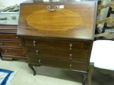 Bureau with leather writing desk and drawers under