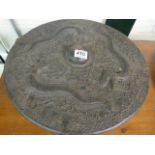 Oriental bronze gong embossed with dragons