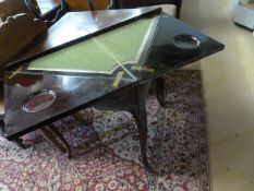 Four fold card table with drawer on cabriole legs