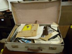 Suitcase containing various ephemera etc