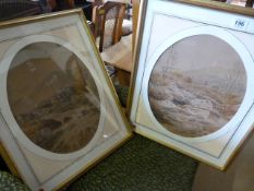 A Pair of Oval Water Colours of River Scenes signe