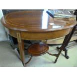 Inlaid mahogany oval centre table