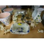 Poole jardiniere, Adams marmalade pot, dish etc in