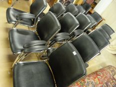 Set of 15 black and chrome chairs