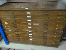 A Stained Pine plan chest of ten drawers