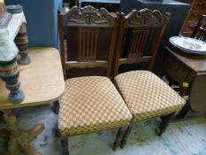 Pair of carved Edwardian dining chairs