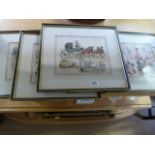 Five framed hand tinted prints - by Henry Alken pu