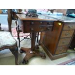 Mahogany work table on pedestal base