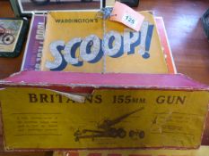A Vintage game and a box for Britains 155mm Gun A/