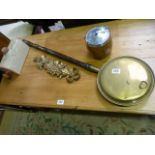 A Sconce, brass warming pan Etc