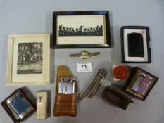 A Horn snuff box, various lighters and propelling