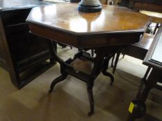 Octagonal centre table with fretted shelf under