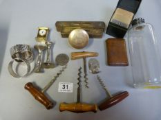 Miscellaneous items including glass bottle, silver