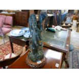 Green stone oriental figure lamp