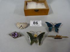 Small box containing Silver Mizpah brooch, another