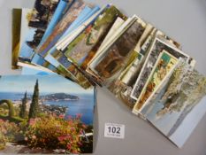 A collection of various stamps and postcards