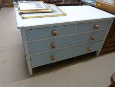 Painted blue chest of drawers