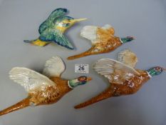 Set of three Beswick flying pheasants and a single