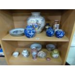Collection of various oriental pottery, including Ginger jars, plates etc. ( some A/F)- on two