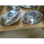 A pair of oval silver plated entree dishes