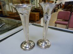 Pair of silver trumpet vases Chester 1910