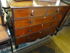 Mahogany chest of drawers with  ivory escutcheons